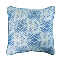 Housse de coussin pur coton motif jacquard bleu Prismes turquoise