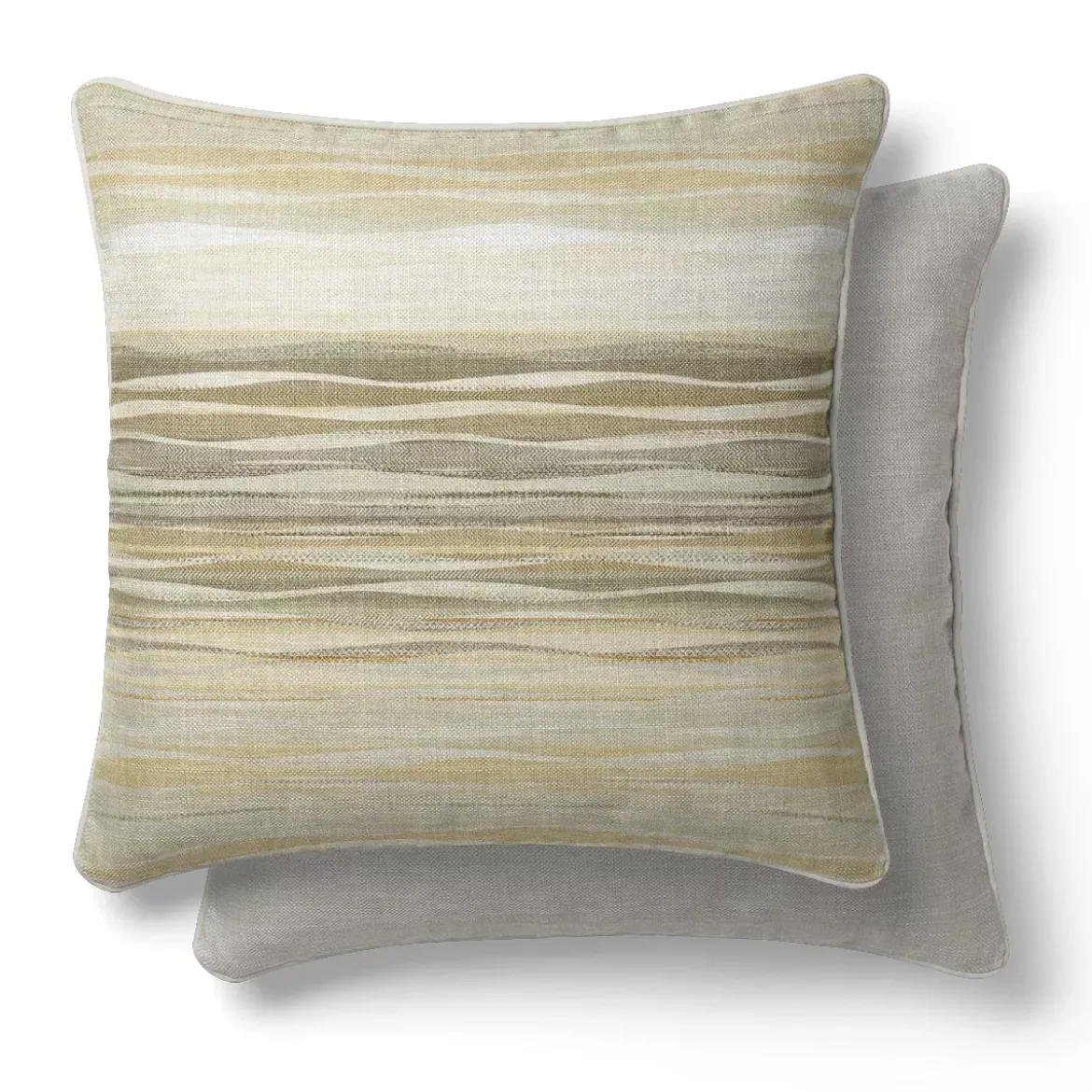 Housse de coussin satin de coton 115 g/m² imprimé jaune ecru Strates limoni