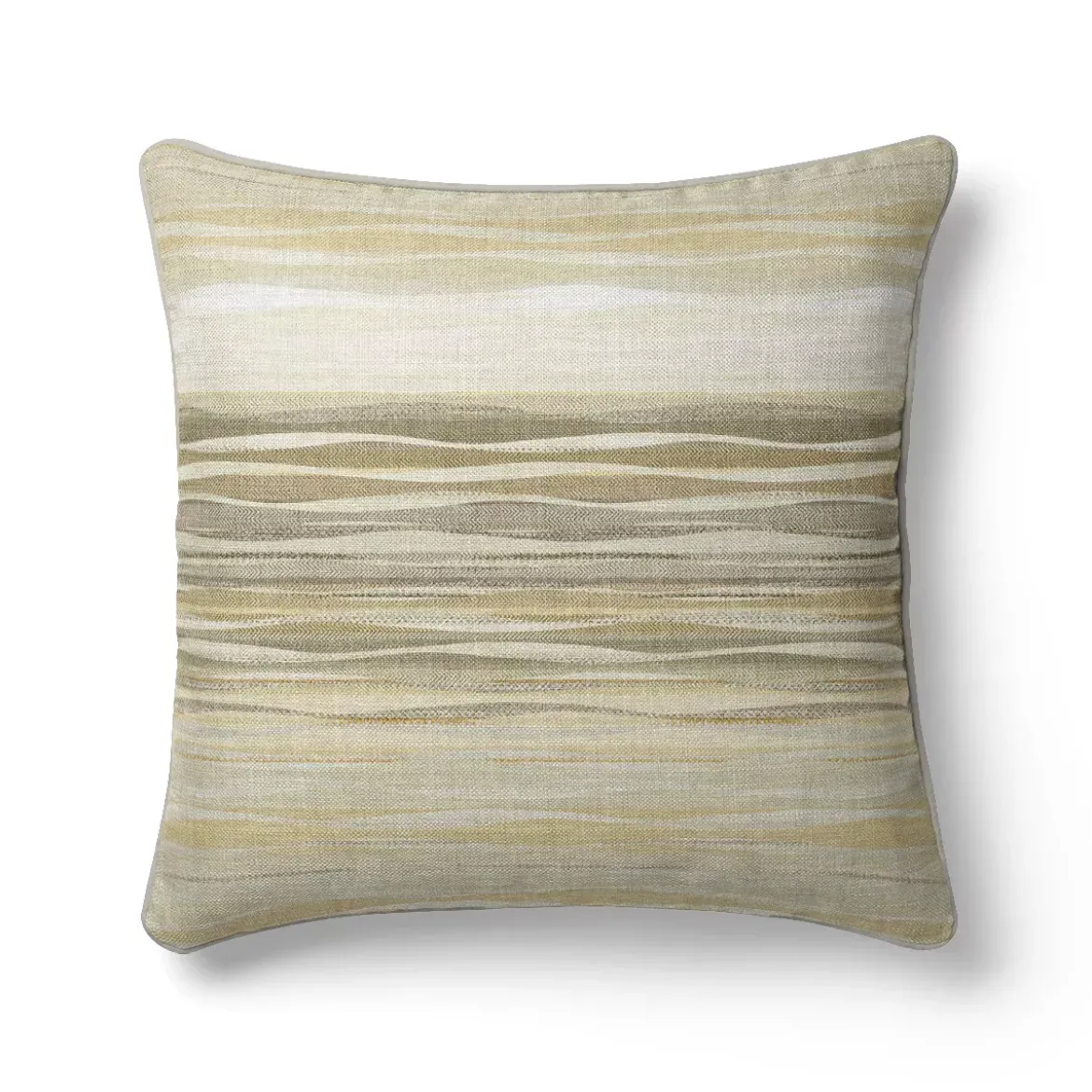 Housse de coussin satin de coton 115 g/m² imprimé jaune ecru Strates limoni