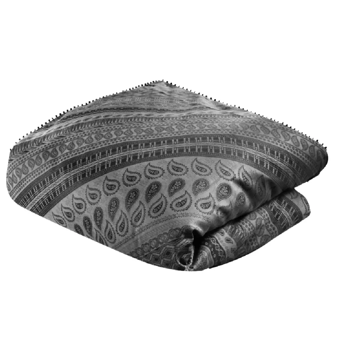Housse d'edredon satin de coton motif jacquard gris Esmeralda opale