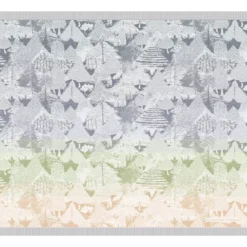 Jete de canape pur coton 420 g/m² motif jacquard vert ecru Foret de neige sapin