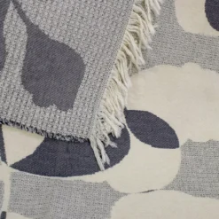 Jete de canape pur coton motif jacquard gris Ombres vegetales gris