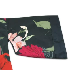 Kimono court satin de coton imprimé bleu Parfums crepuscule