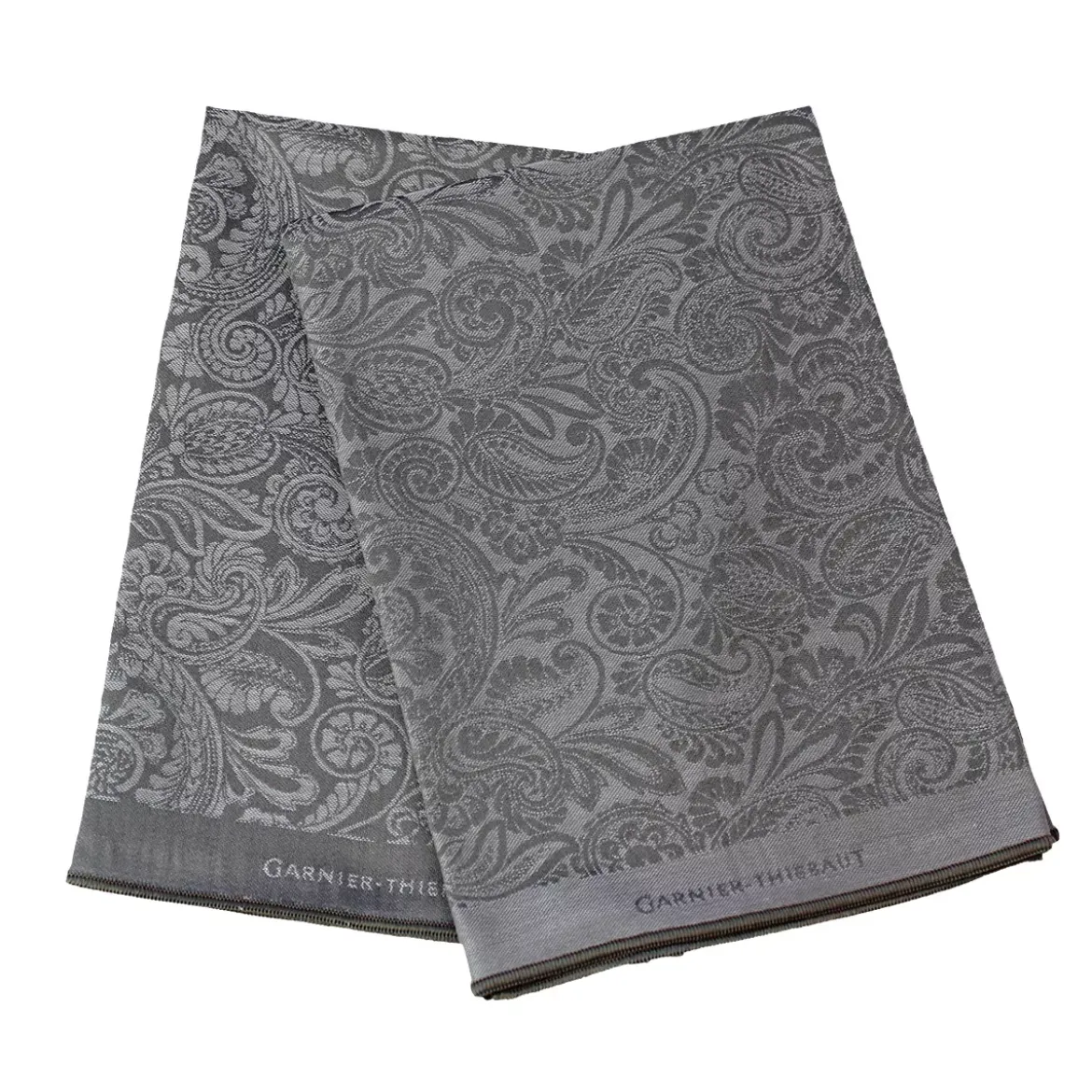 Lot de 2 mouchoirs pur coton motif jacquard gris Cachemire vapeur