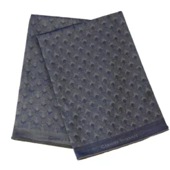 Lot de 2 mouchoirs pur coton motif jacquard bleu Paon bleu lago