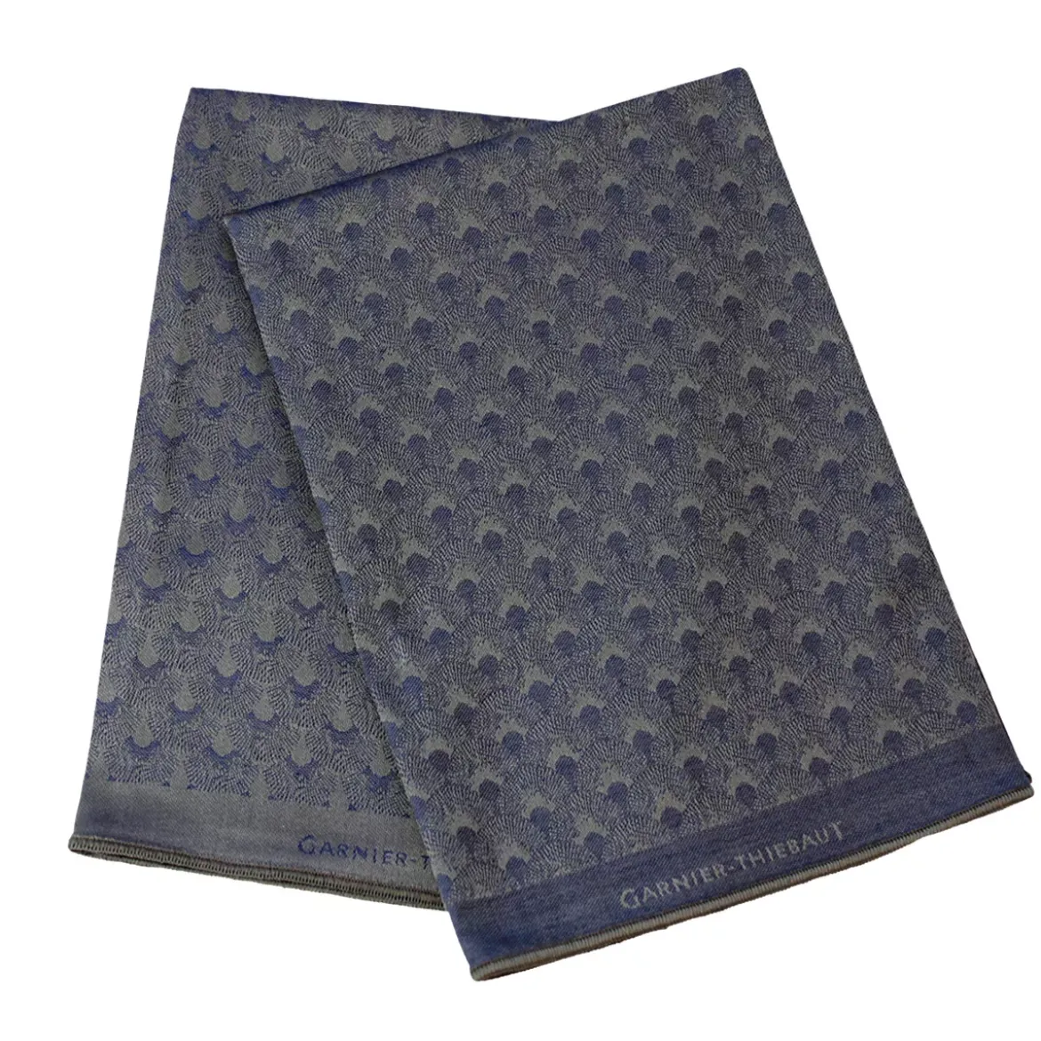 Lot de 2 mouchoirs pur coton motif jacquard bleu Paon bleu lago