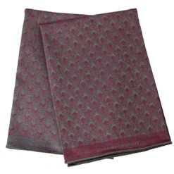 Lot de 2 mouchoirs pur coton motif jacquard bordeaux Paon prune