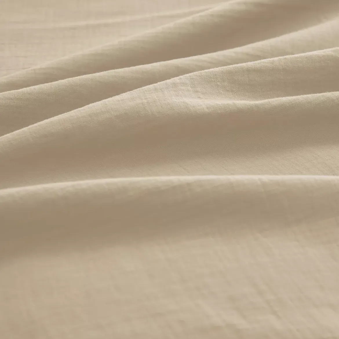 Lot de 2 taies gaze de coton lavé uni beige Malia lin