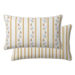 Lot de 2 taies percale de coton lavé rayé jaune beige Honfleur paille