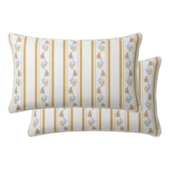 Lot de 2 taies percale de coton lavé rayé jaune beige Honfleur paille