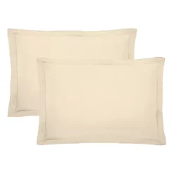 Lot de 2 taies percale de coton uni ivoire Giulia ivoire