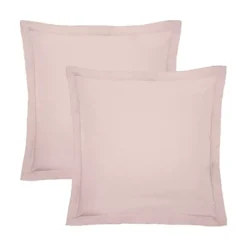 Lot de 2 taies percale de coton uni rose Giulia petale