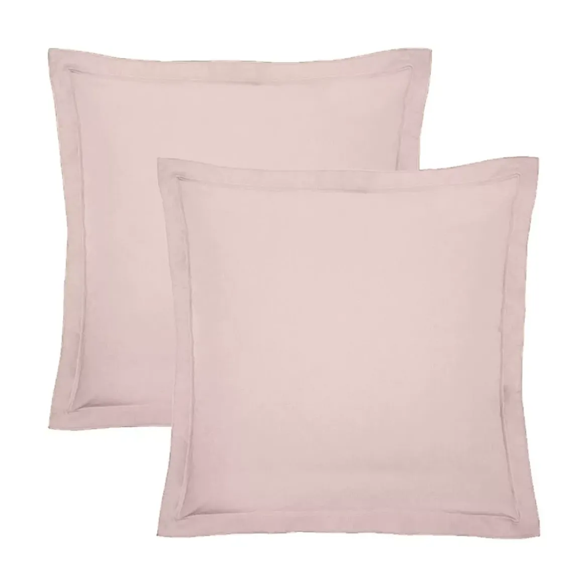 Lot de 2 taies percale de coton uni rose Giulia petale
