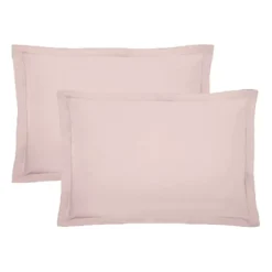 Lot de 2 taies percale de coton uni rose Giulia petale