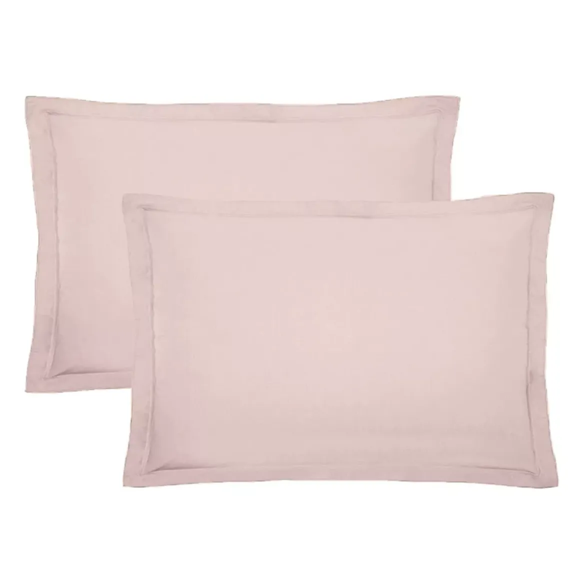 Lot de 2 taies percale de coton uni rose Giulia petale