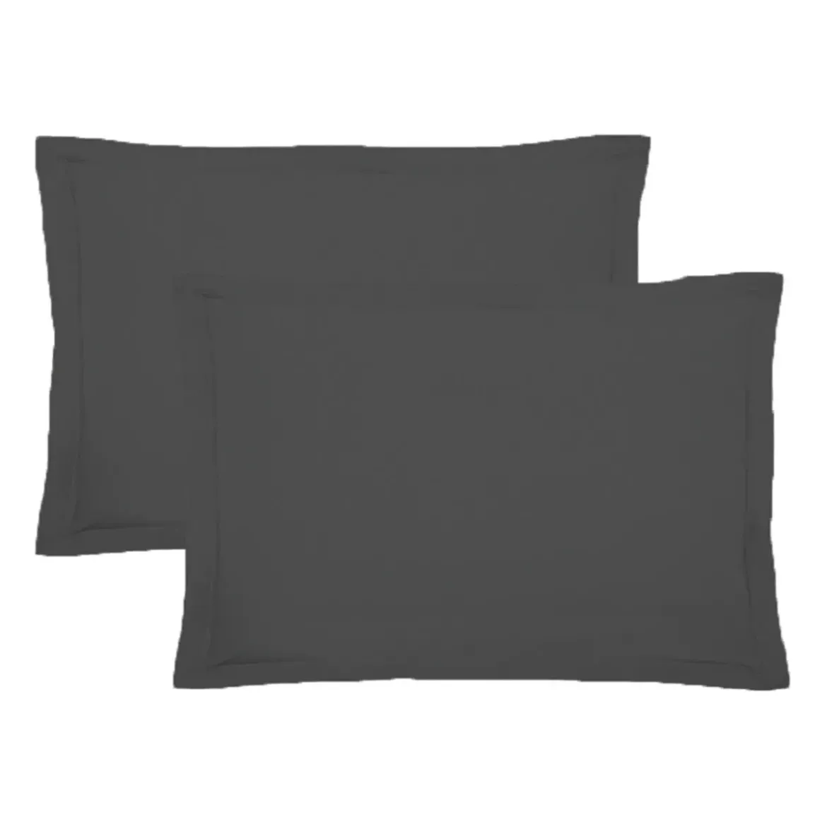 Lot de 2 taies percale de coton uni anthracite Giulia titane