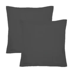Lot de 2 taies percale de coton uni anthracite Giulia titane