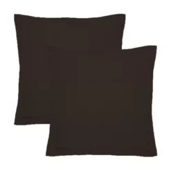 Lot de 2 taies percale de coton uni chocolat Giulia chocolat