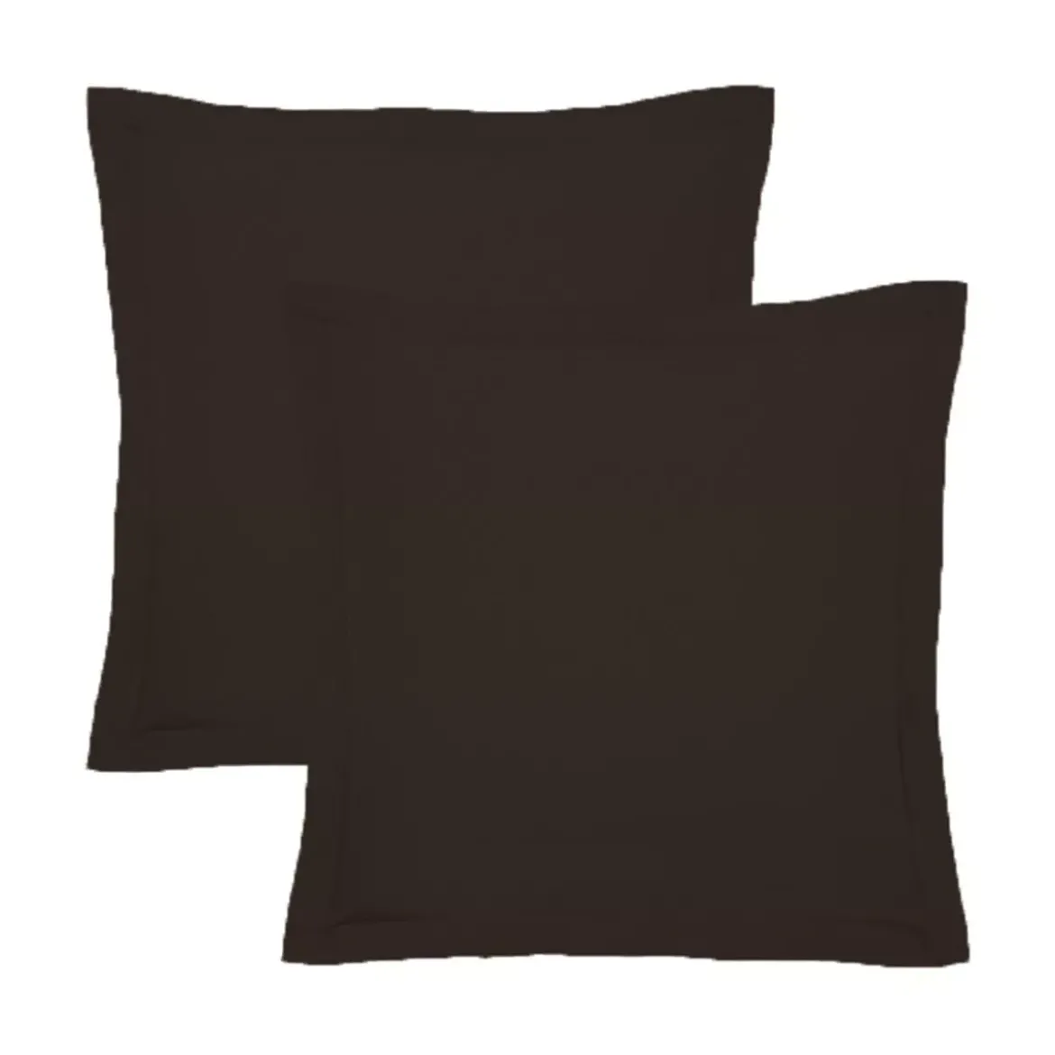 Lot de 2 taies percale de coton uni chocolat Giulia chocolat