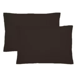 Lot de 2 taies percale de coton uni chocolat Giulia chocolat