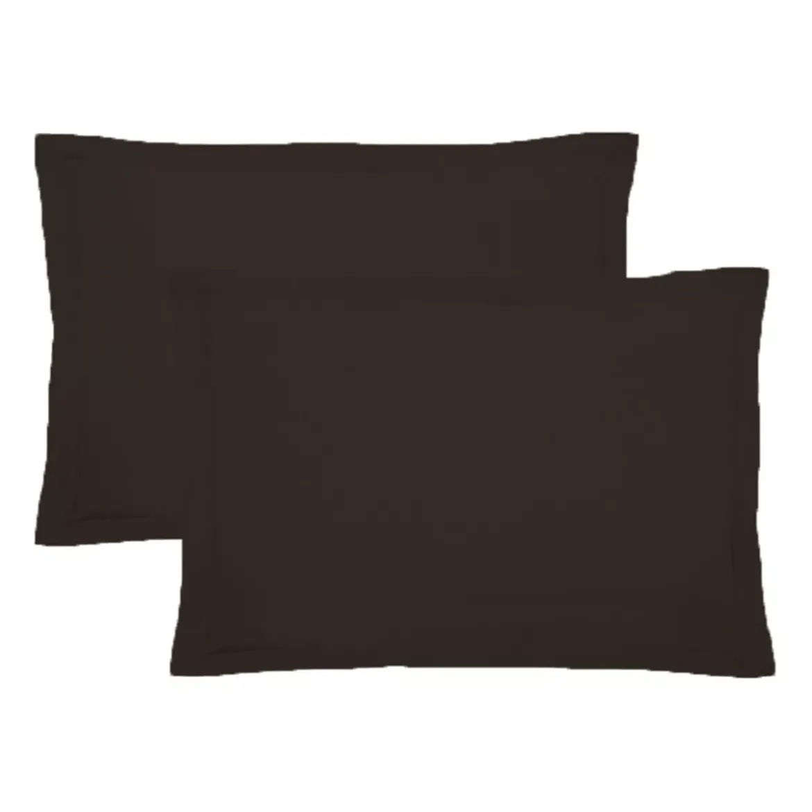 Lot de 2 taies percale de coton uni chocolat Giulia chocolat
