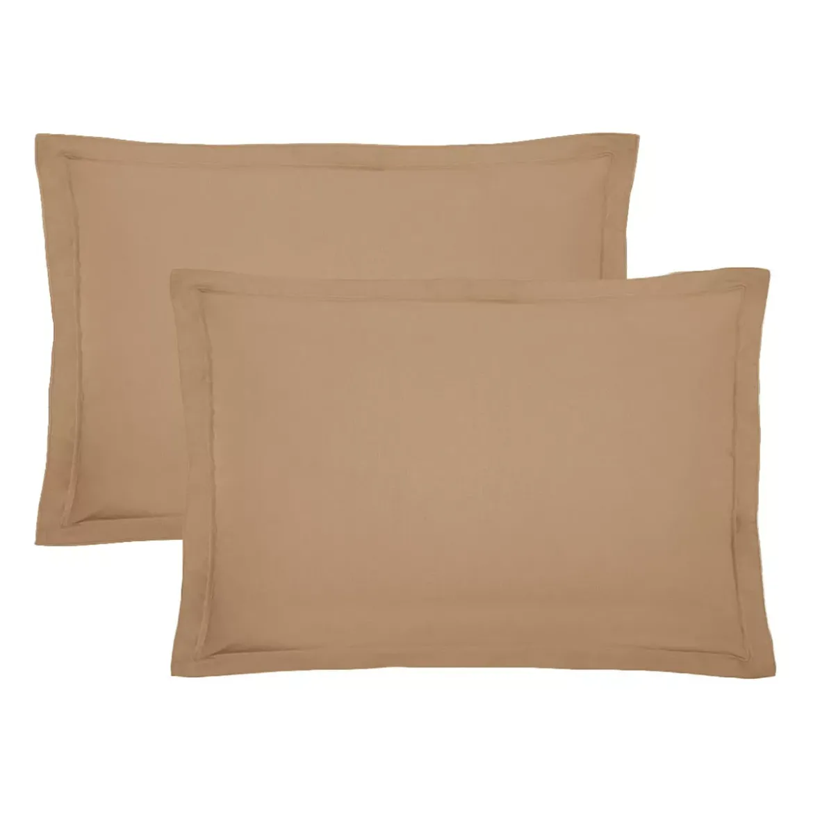 Lot de 2 taies percale de coton uni marron La percale caramel