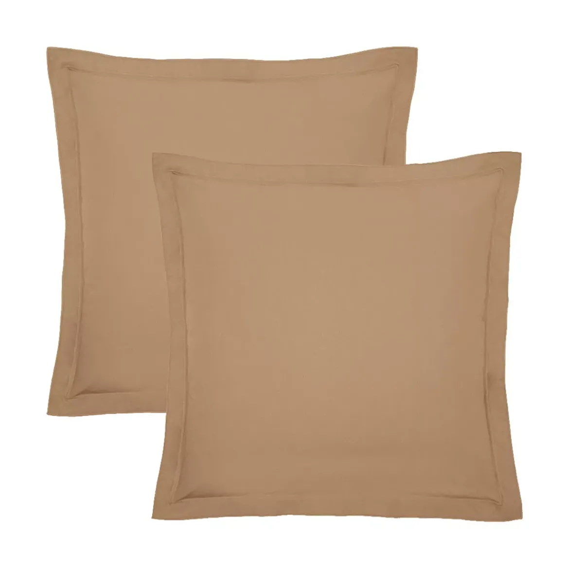 Lot de 2 taies percale de coton uni marron La percale caramel
