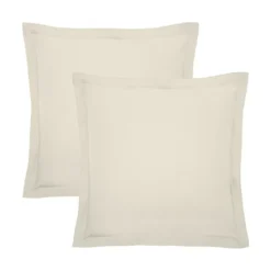 Lot de 2 taies percale de coton uni ecru La percale francaise blanc casse