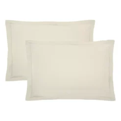 Lot de 2 taies percale de coton uni ecru La percale francaise blanc casse