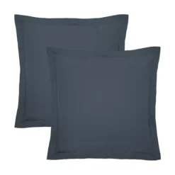 Lot de 2 taies percale de coton uni bleu La percale francaise bleu