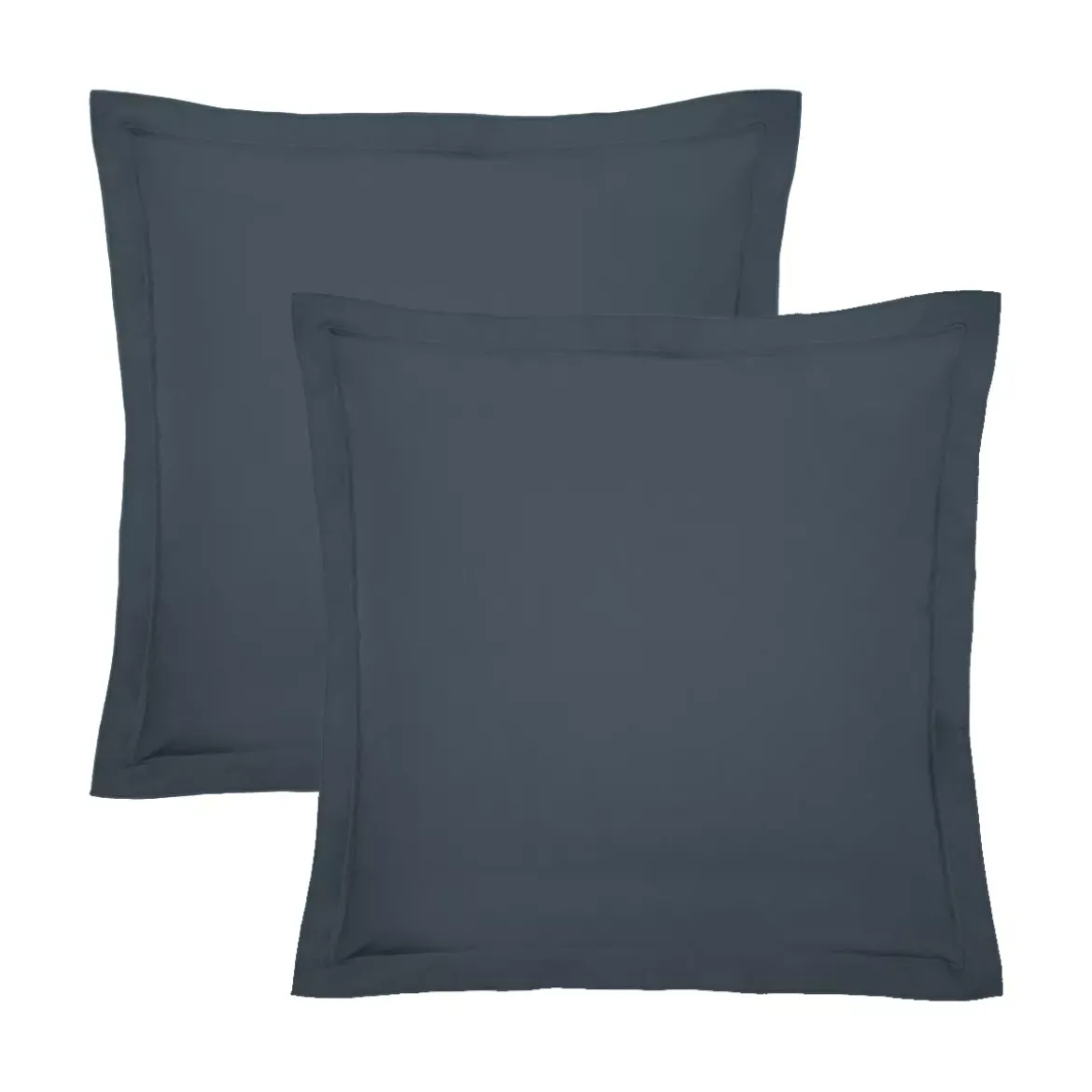 Lot de 2 taies percale de coton uni bleu La percale francaise bleu