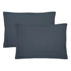 Lot de 2 taies percale de coton uni bleu La percale francaise bleu