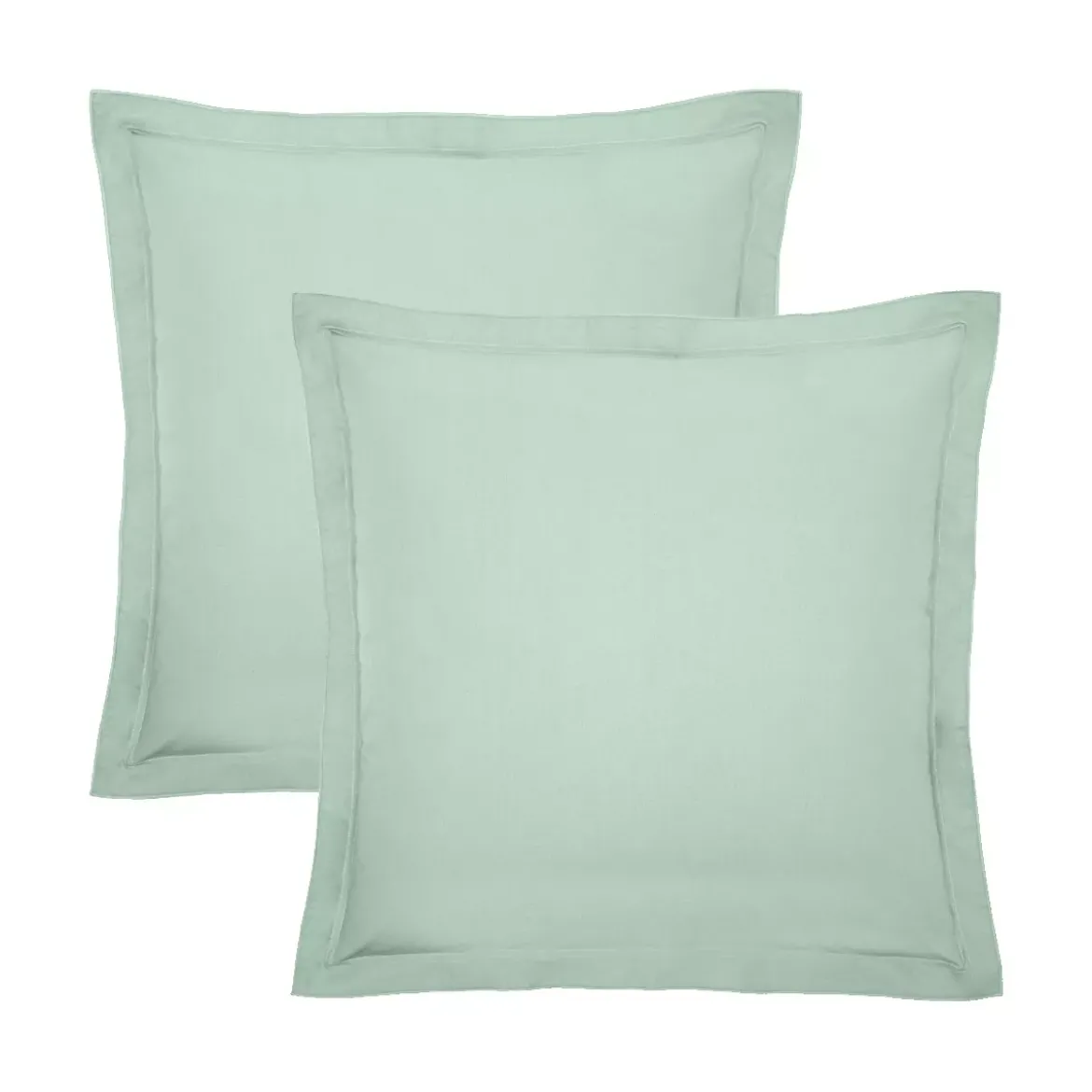 Lot de 2 taies percale de coton uni bleu vert La percale francaise givre
