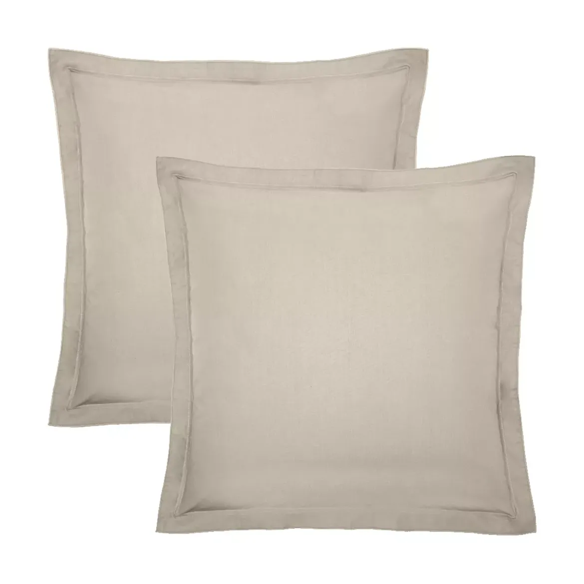 Lot de 2 taies percale de coton uni beige La percale francaise lin