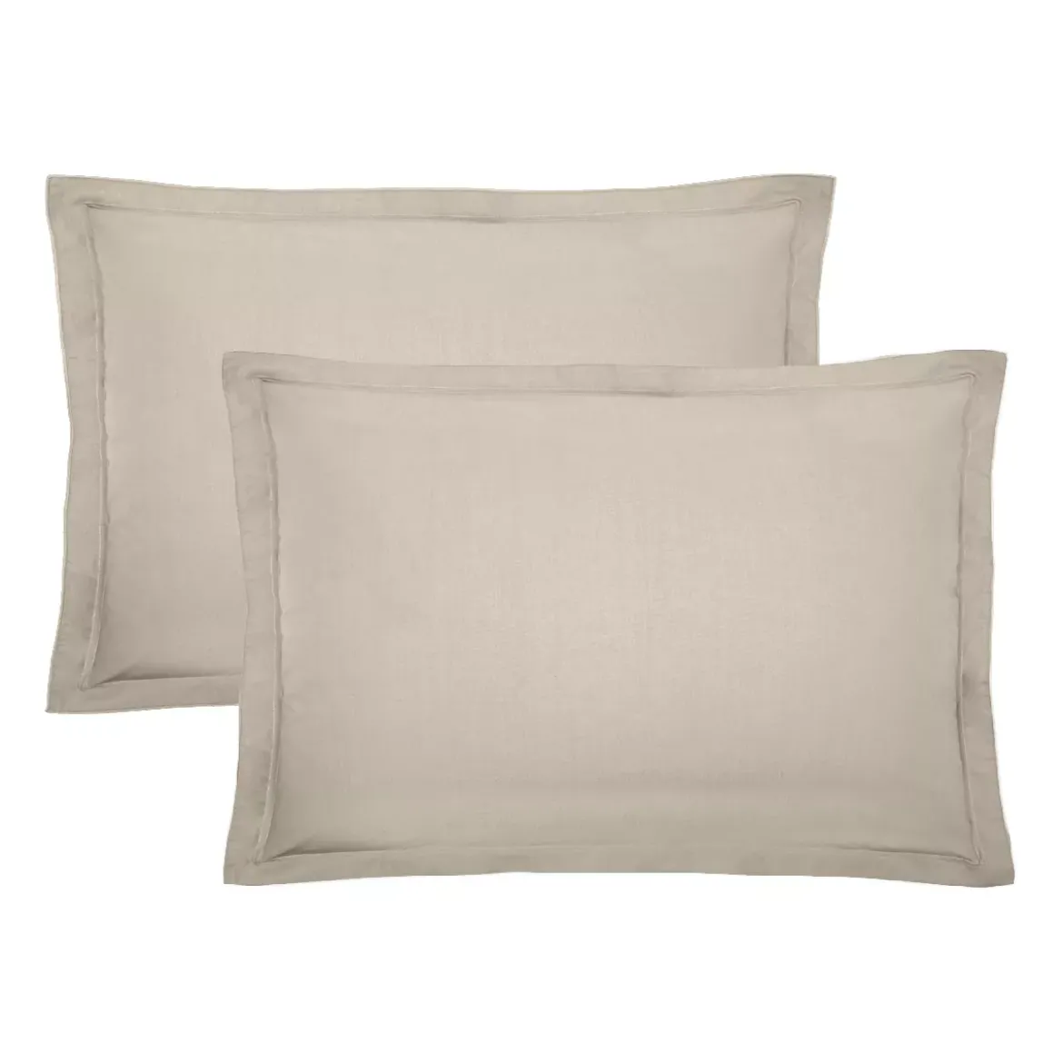 Lot de 2 taies percale de coton uni beige La percale francaise lin