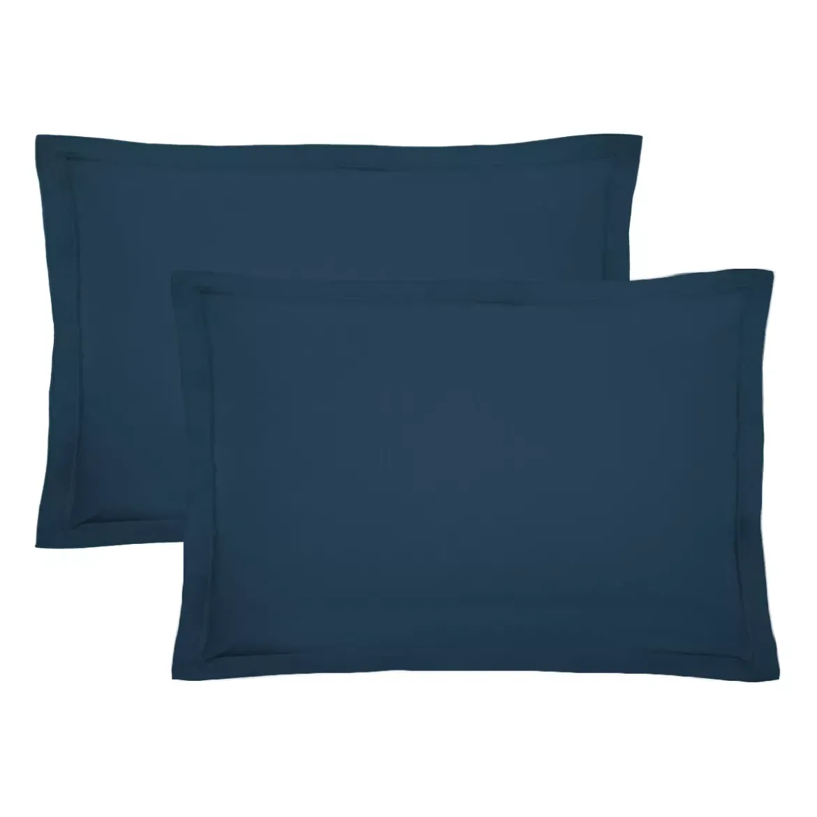 Lot de 2 taies percale de coton uni bleu La percale francaise ocean