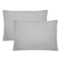 Lot de 2 taies percale de coton uni gris La percale francaise platine