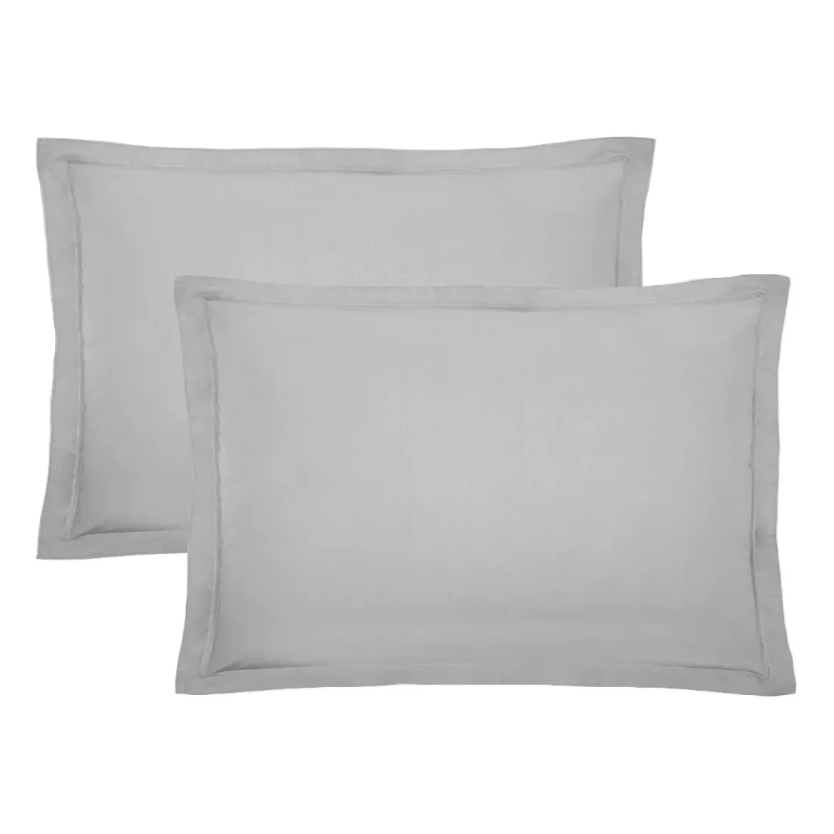 Lot de 2 taies percale de coton uni gris La percale francaise platine