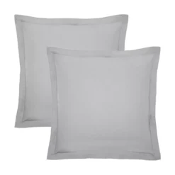 Lot de 2 taies percale de coton uni gris La percale francaise platine