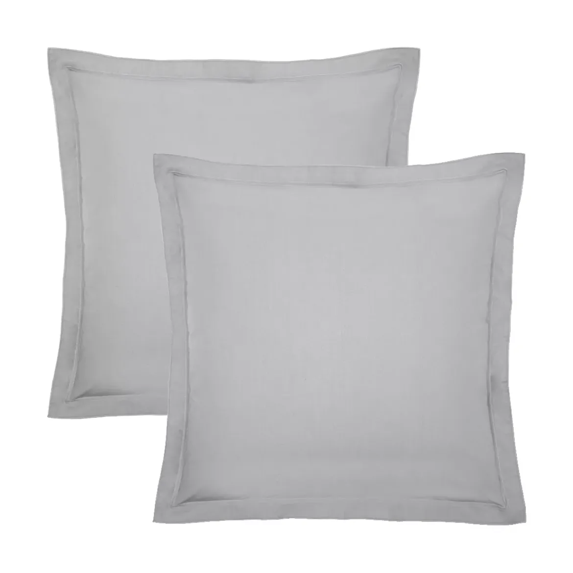Lot de 2 taies percale de coton uni gris La percale francaise platine