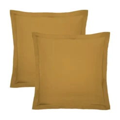 Lot de 2 taies percale de coton uni jaune La percale francaise safran