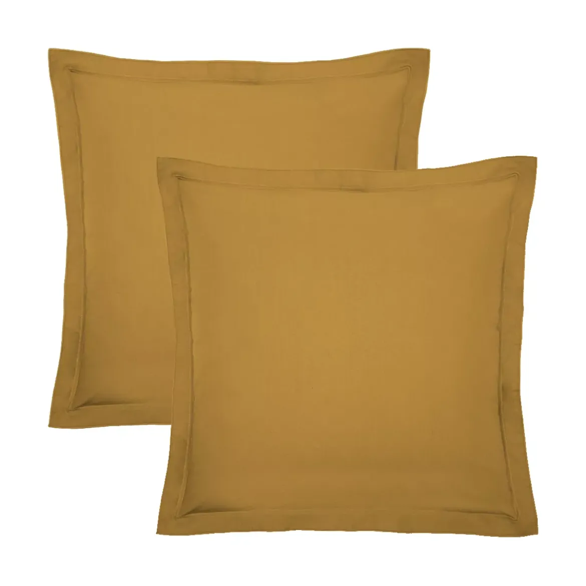 Lot de 2 taies percale de coton uni jaune La percale francaise safran
