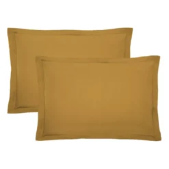 Lot de 2 taies percale de coton uni jaune La percale francaise safran