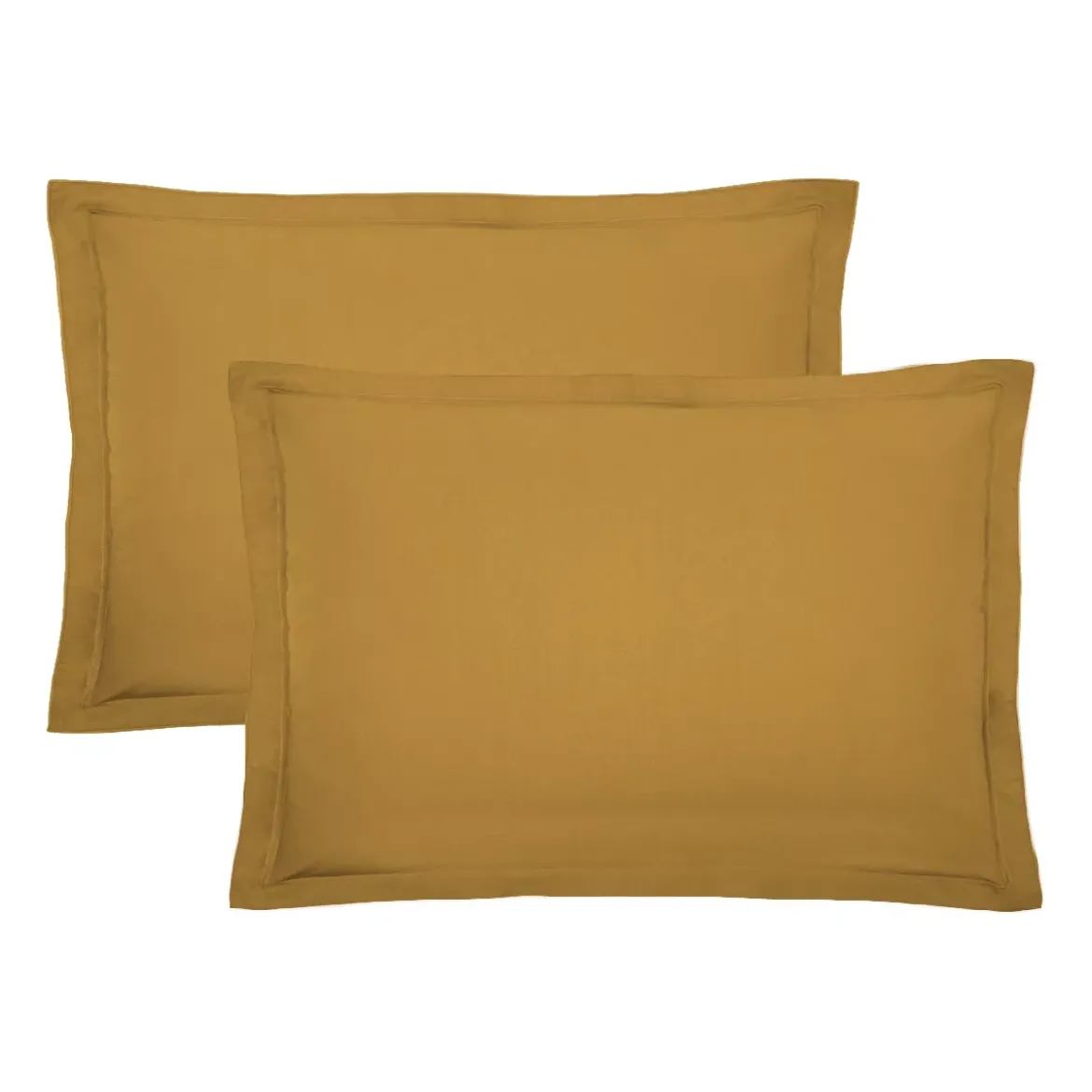 Lot de 2 taies percale de coton uni jaune La percale francaise safran