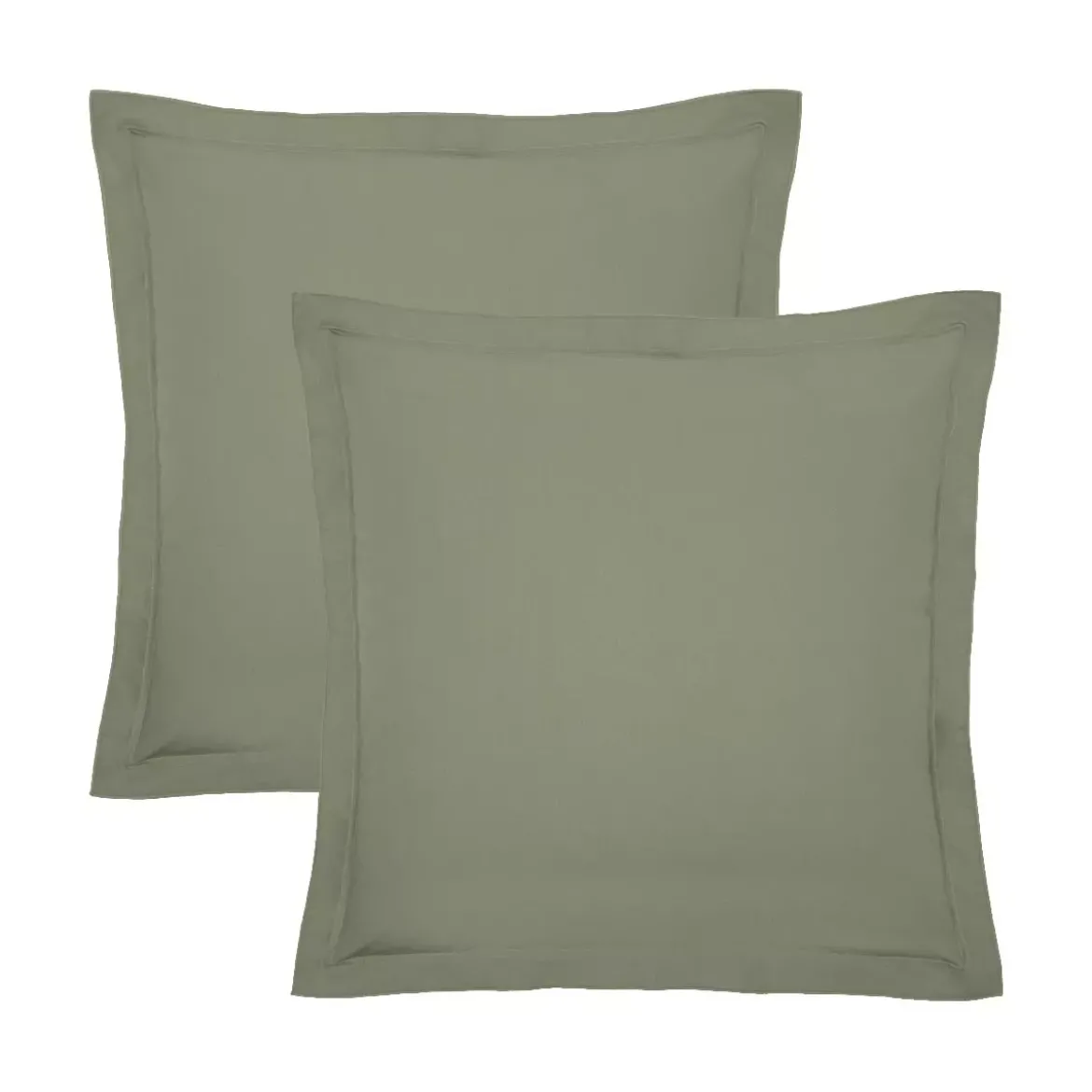 Lot de 2 taies percale de coton uni vert La percale francaise verde
