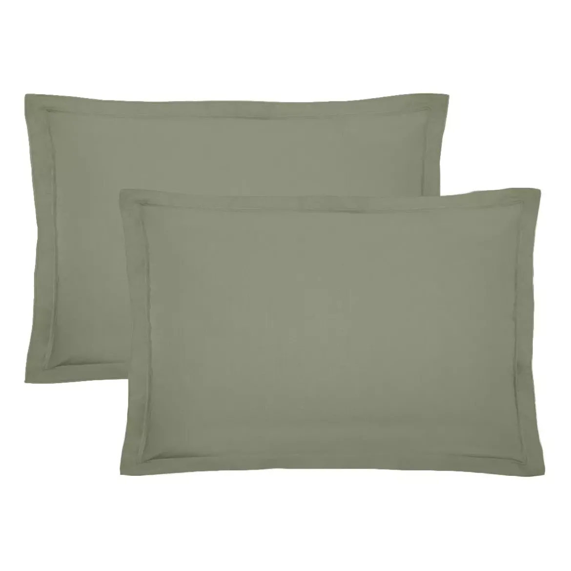 Lot de 2 taies percale de coton uni vert La percale francaise verde
