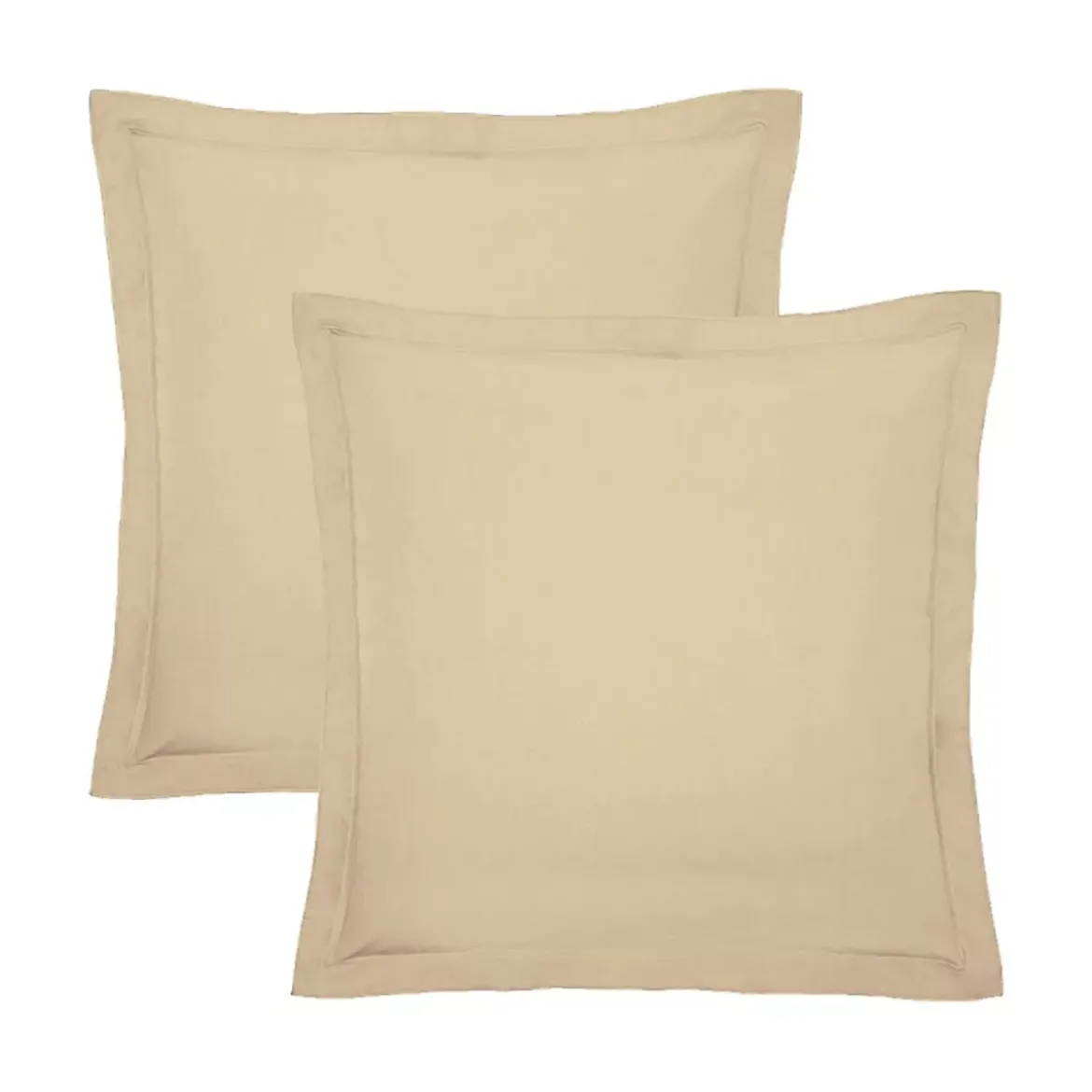 Lot de 2 taies percale de coton uni beige La percale francaise beige clair