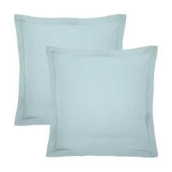 Lot de 2 taies percale de coton uni bleu La percale francaise bleu aqua