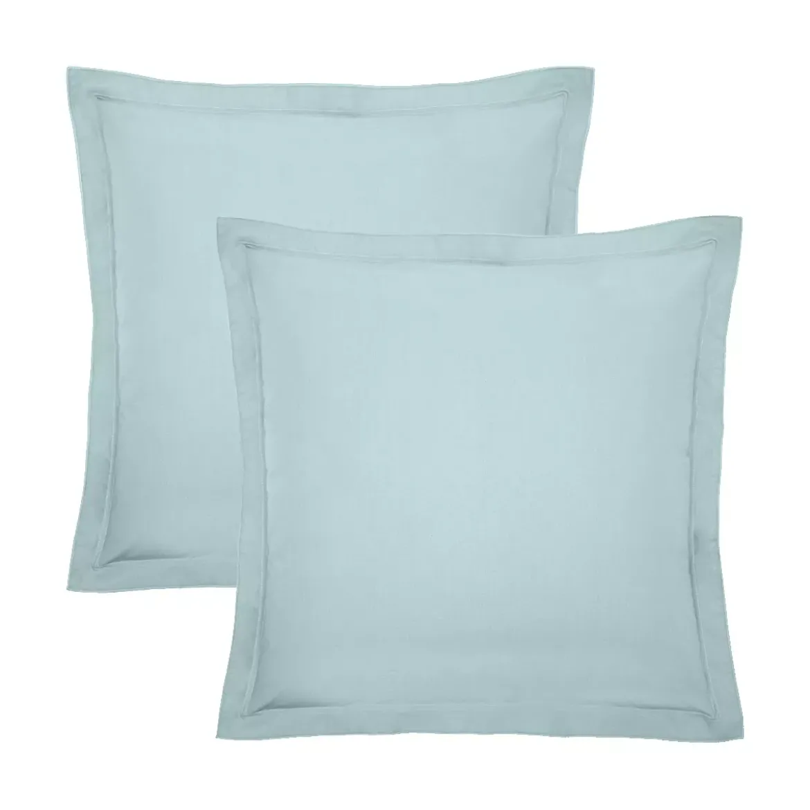 Lot de 2 taies percale de coton uni bleu La percale francaise bleu aqua