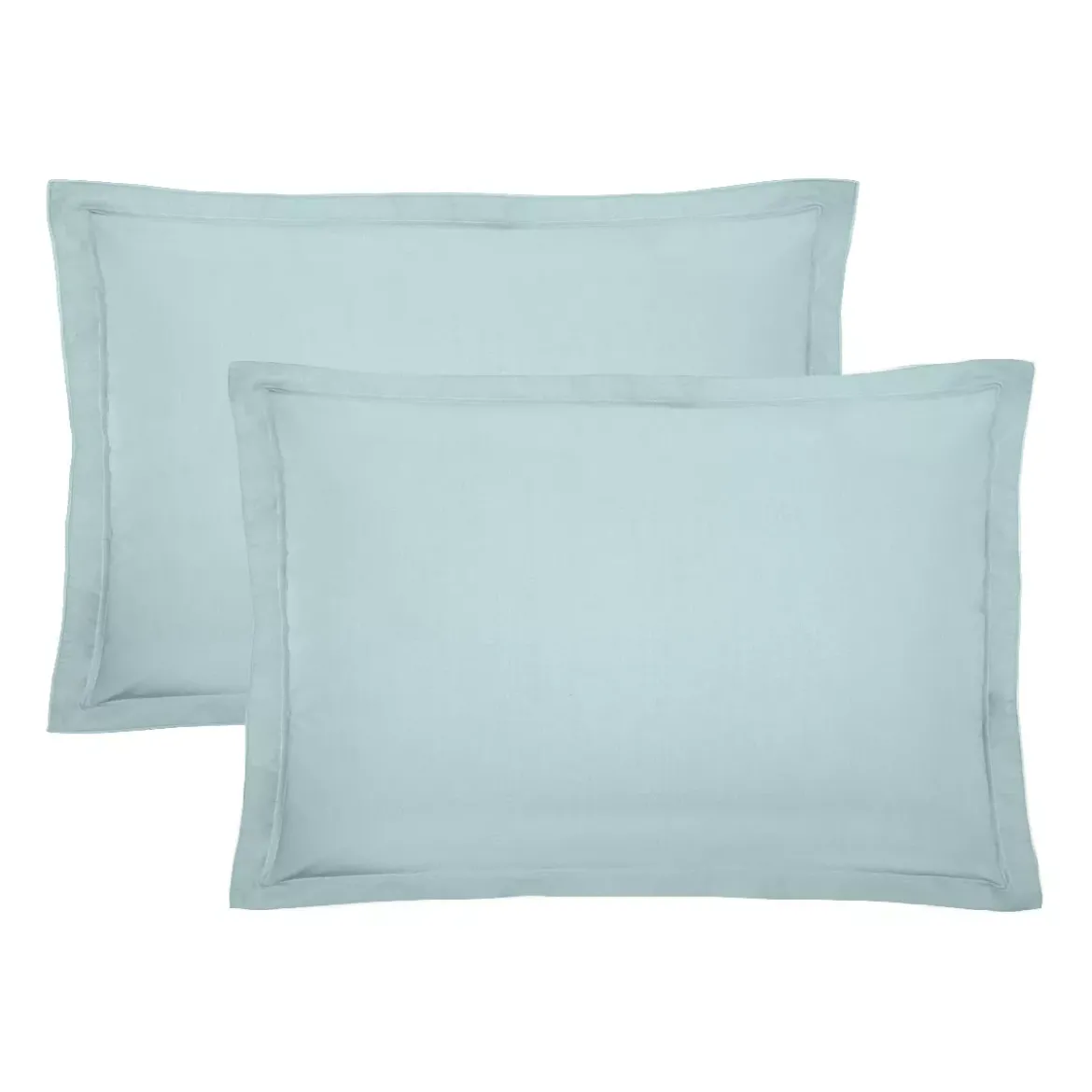 Lot de 2 taies percale de coton uni bleu La percale francaise bleu aqua